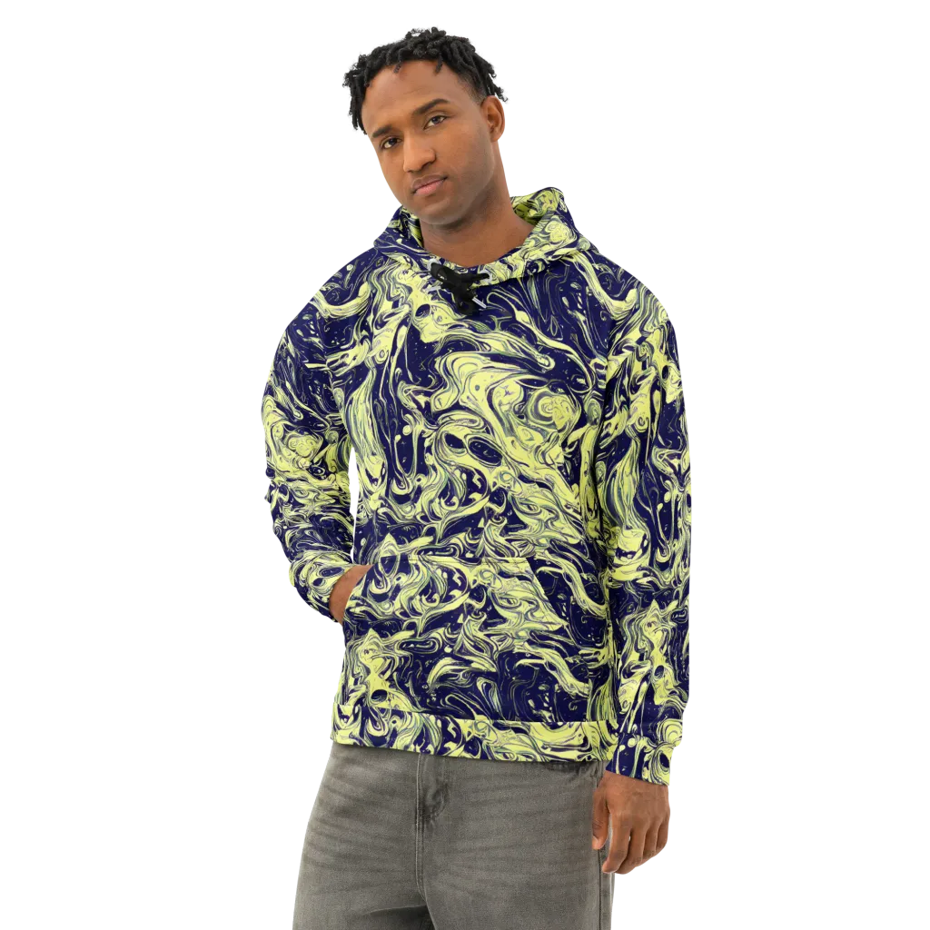 Midnight Marbles on Cotton Hoodie — Left Front