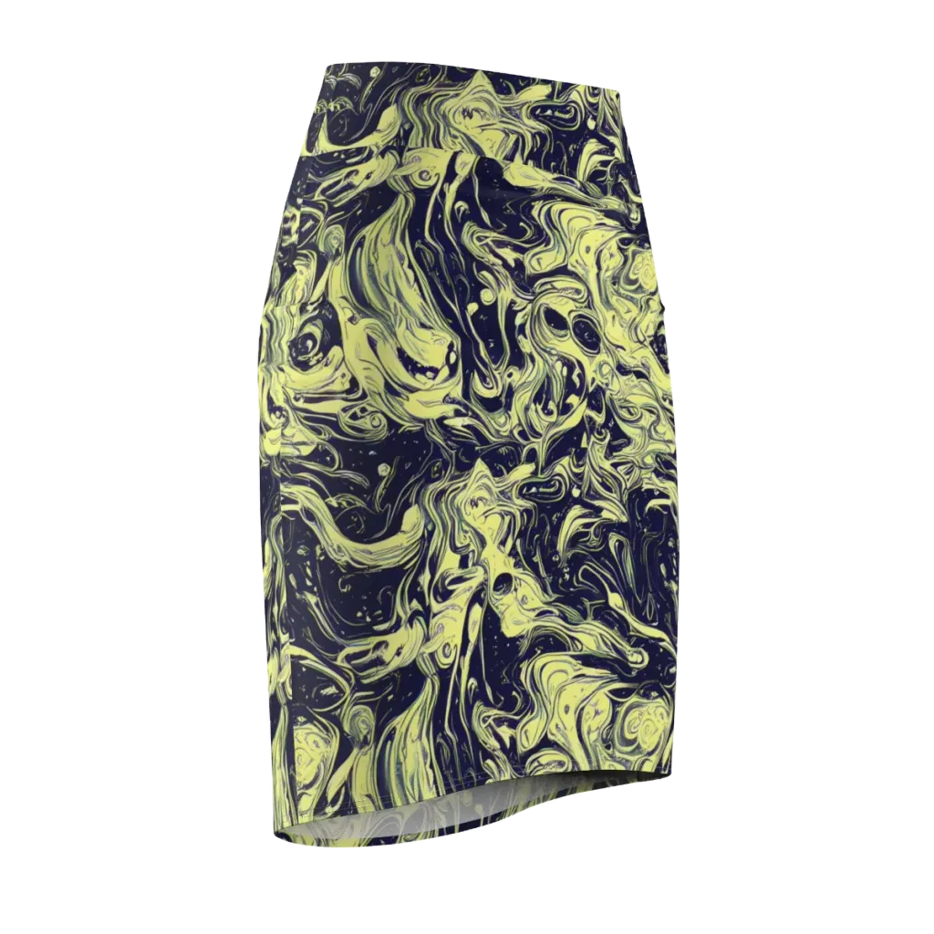 Midnight Marbles on Pencil Skirt — Front Side