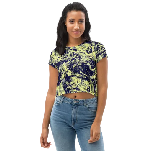 Midnight Marbles on a Crop Tee
