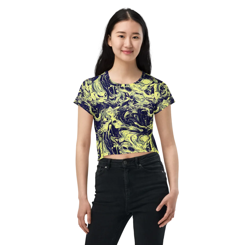 Midnight Marbles on Crop Tee — Front