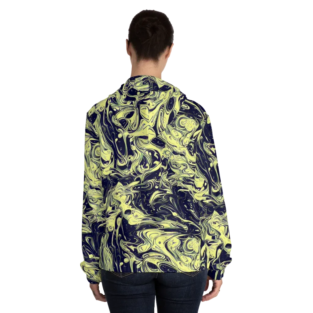 Midnight Marbles on Women's Full-Zip Hoodie — Back On Person
