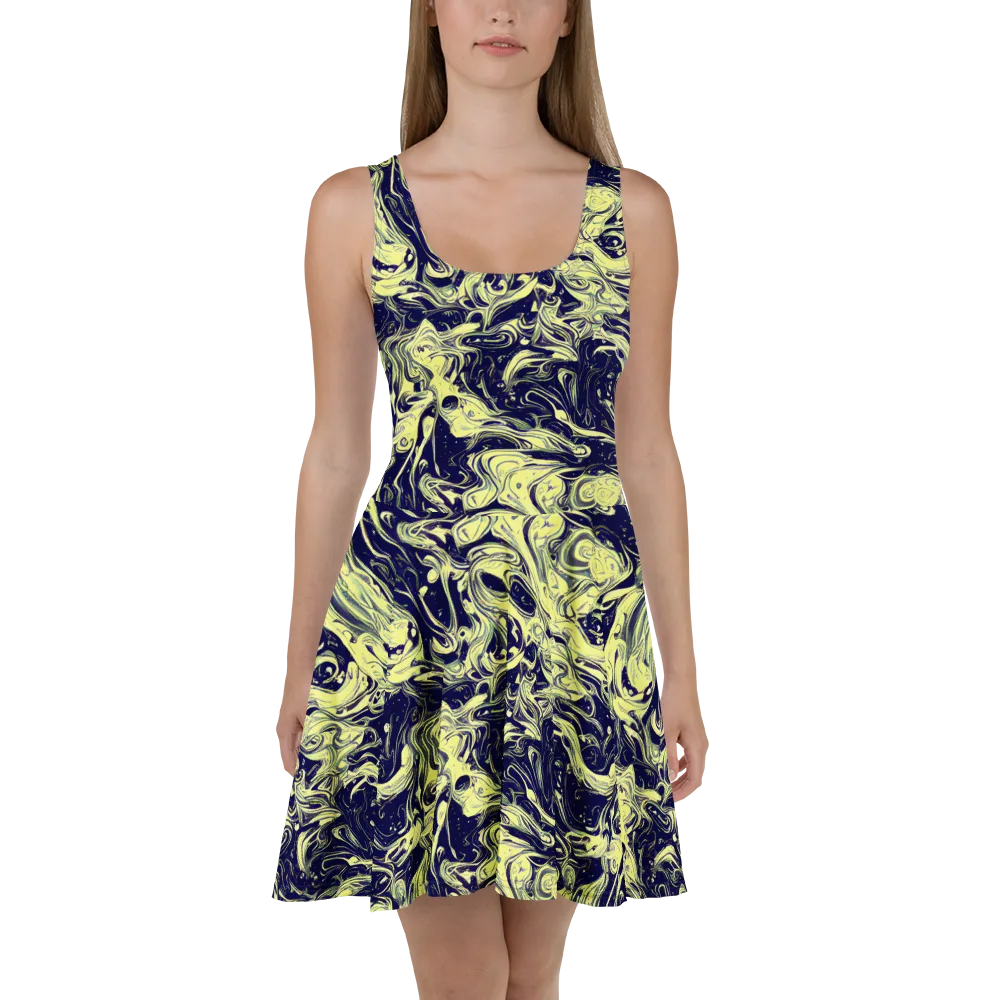 Midnight Marbles on Skater Dress — Front