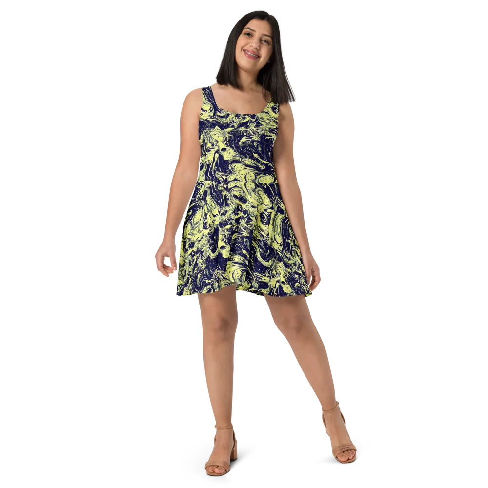Midnight Marbles on Skater Dress — Front