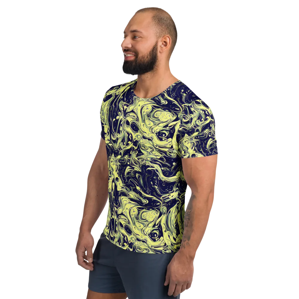 Midnight Marbles on Men's Athletic T-Shirt — Left
