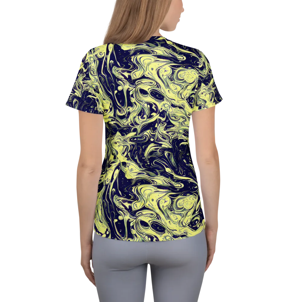 Midnight Marbles on Women's Athletic T-Shirt — Back