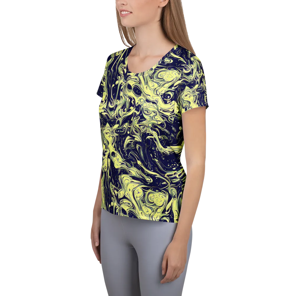 Midnight Marbles on Women's Athletic T-Shirt — Left