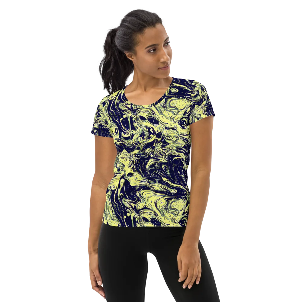 Midnight Marbles on Women's Athletic T-Shirt — Front