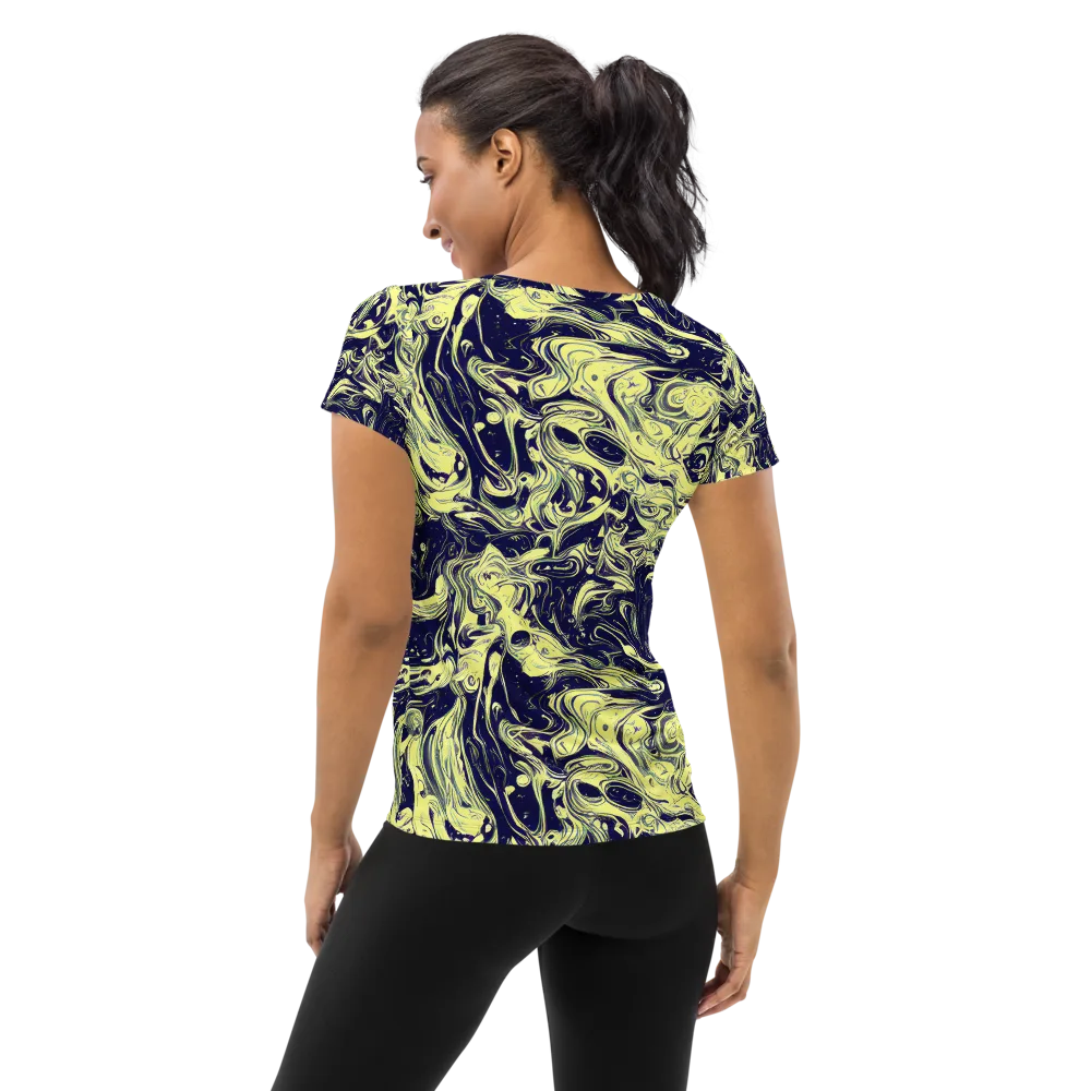 Midnight Marbles on Women's Athletic T-Shirt — Back