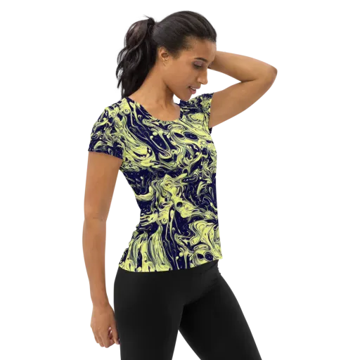 Midnight Marbles on a Women's Athletic T-Shirt