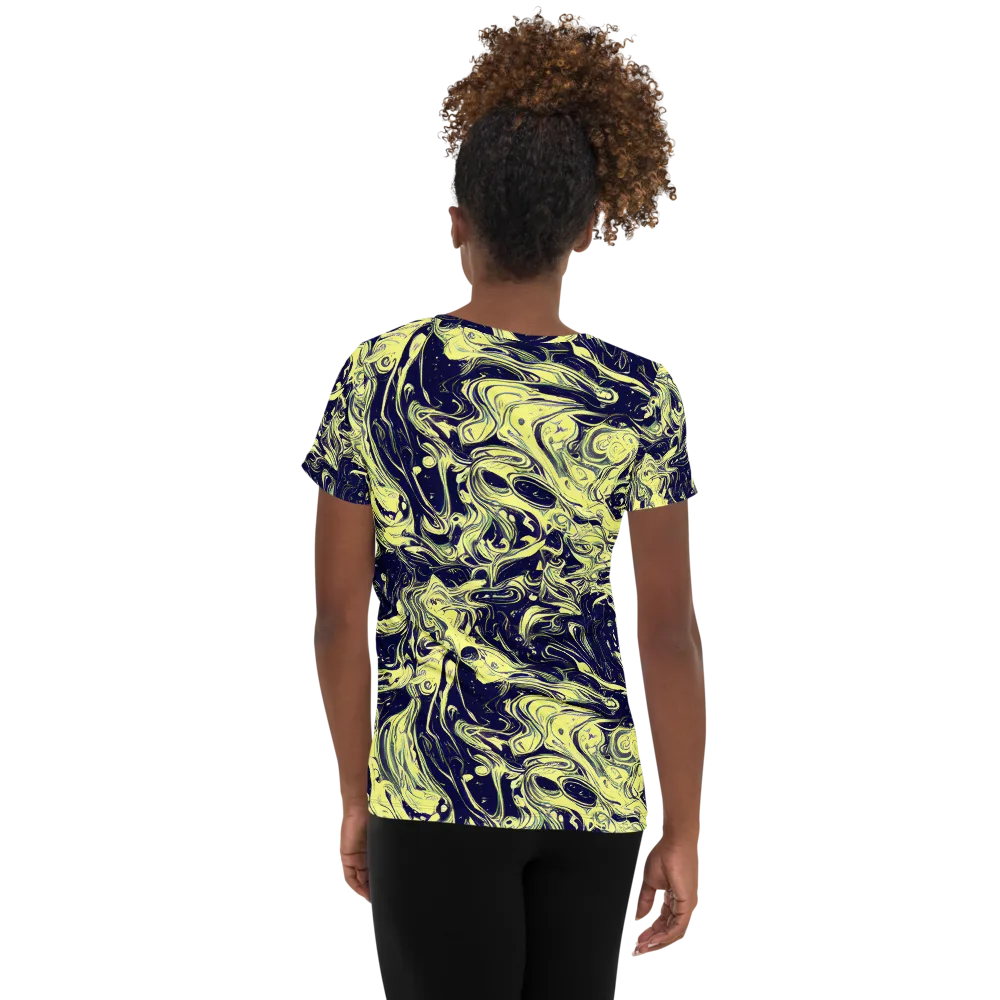 Midnight Marbles on Women's Athletic T-Shirt — Back