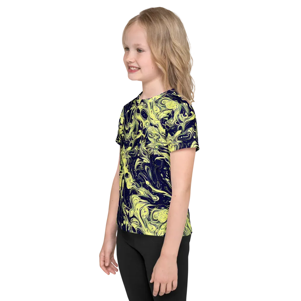 Midnight Marbles on Kids Crew Neck T-Shirt — Left