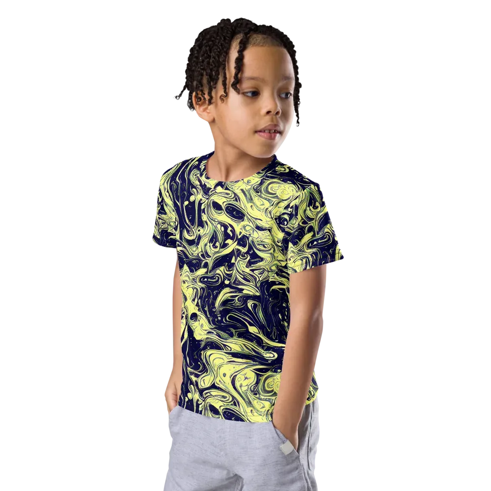 Midnight Marbles on Kids Crew Neck T-Shirt — Left Front