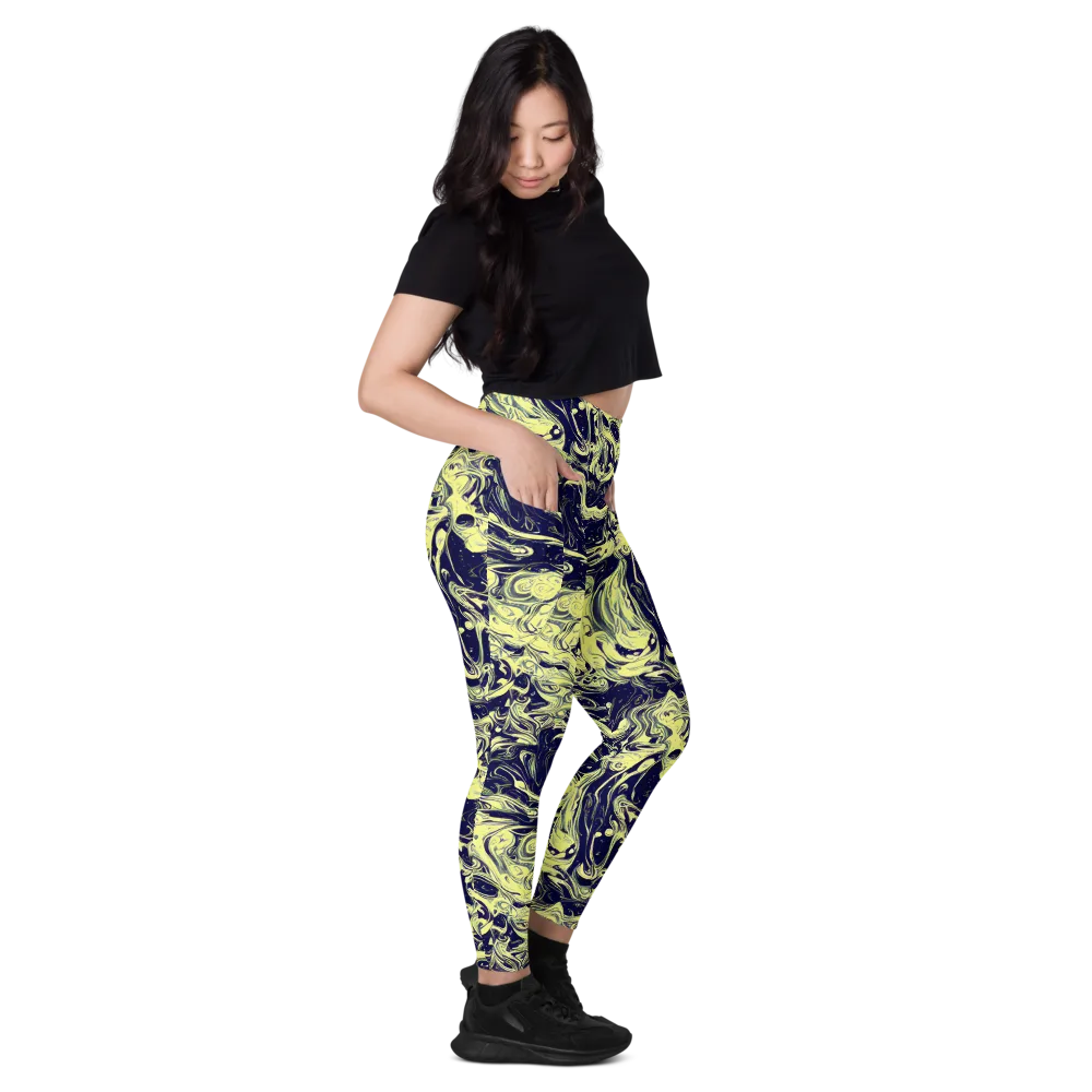 Midnight Marbles on Leggings with Pockets — Right