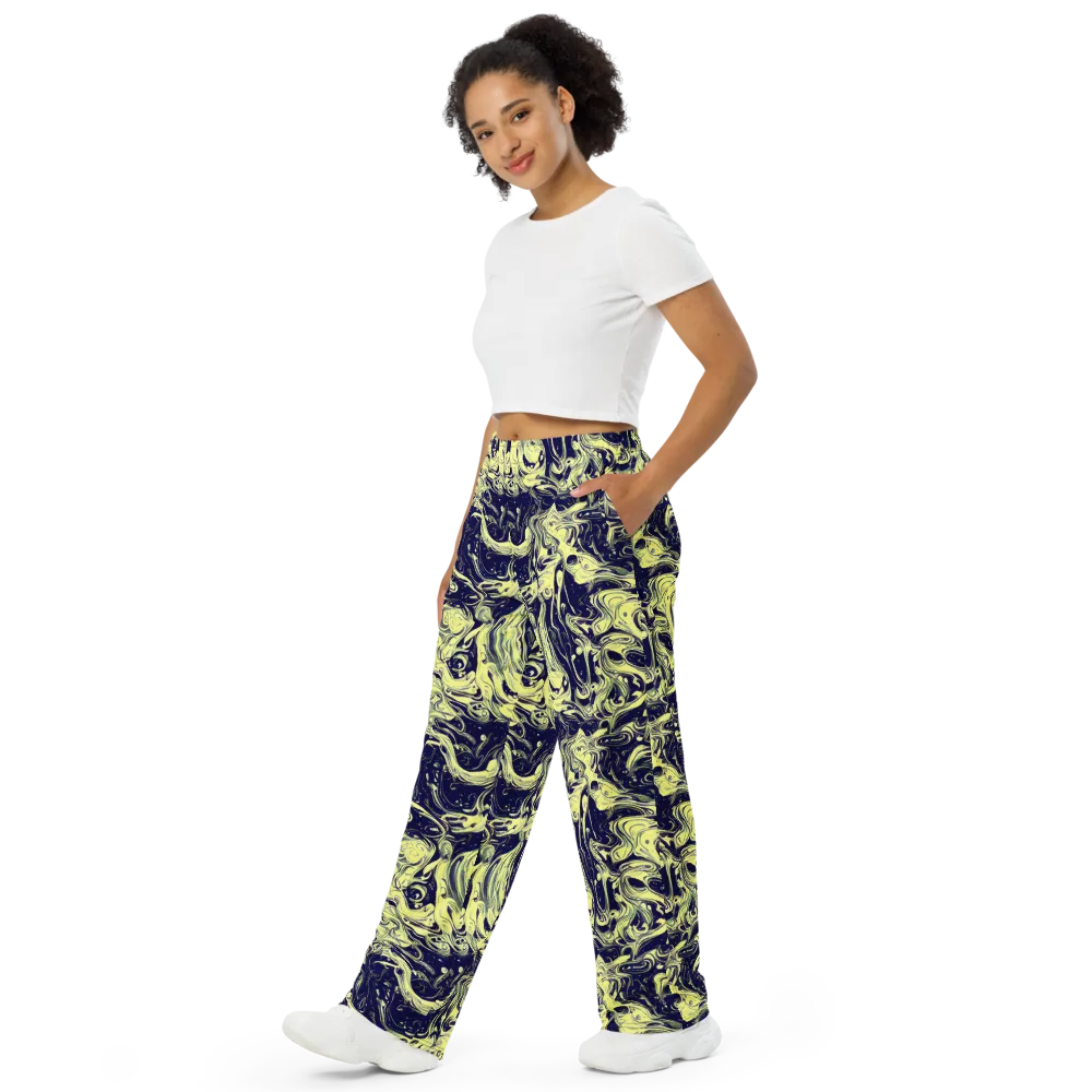 Midnight Marbles on Wide-Leg Pants — Left Front