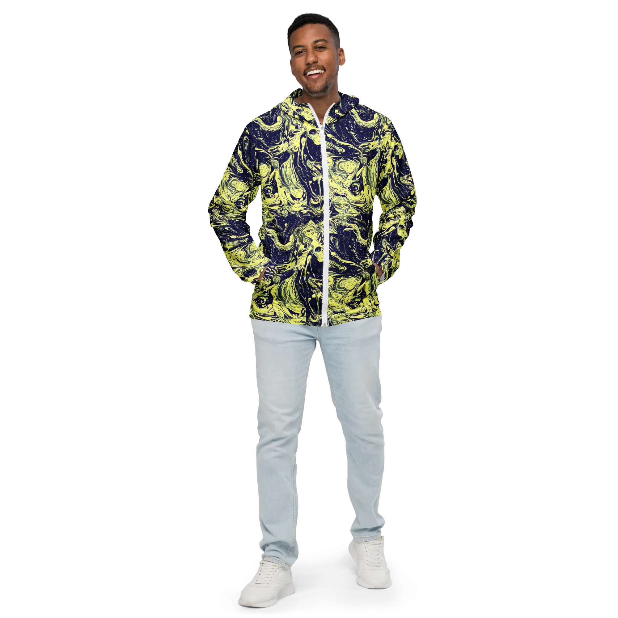 Midnight Marbles on Men's Windbreaker — Front