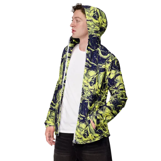 Midnight Marbles on a Men's Windbreaker