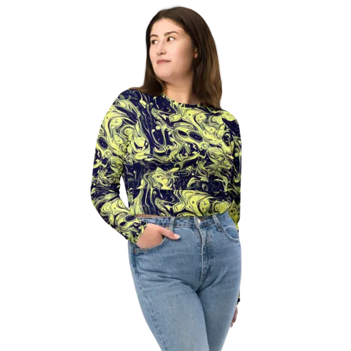 Midnight Marbles on a Long Sleeve Crop Top