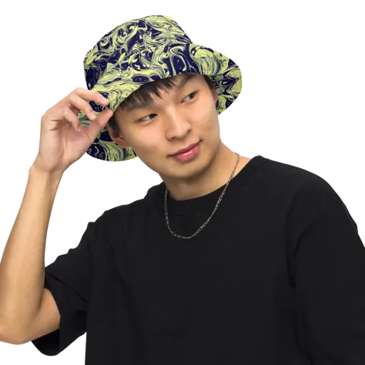 Midnight Marbles on a Reversible Bucket Hat