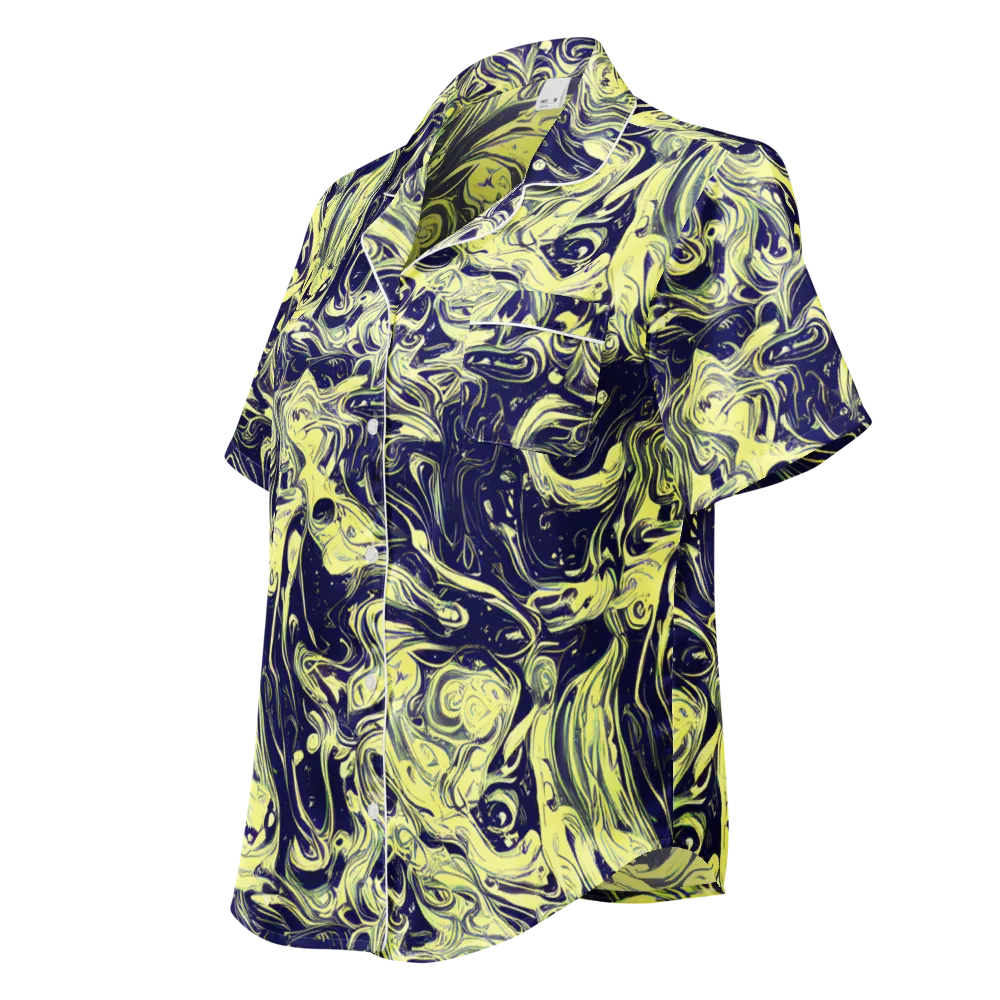 Midnight Marbles on Women's Short Sleeve Pajama Top — Left Front