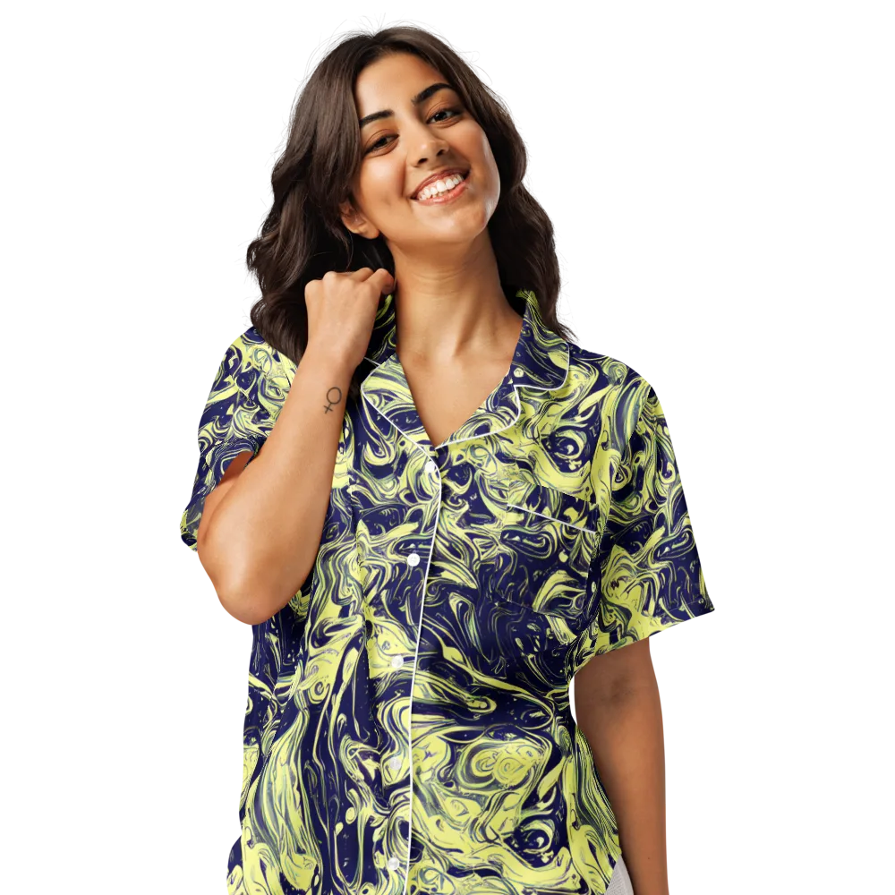 Midnight Marbles on Women's Short Sleeve Pajama Top — Front