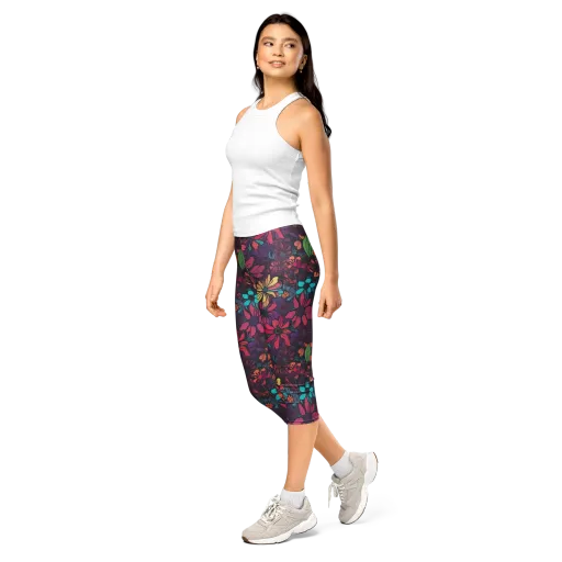 Neon Herbarium on a Capri Leggings