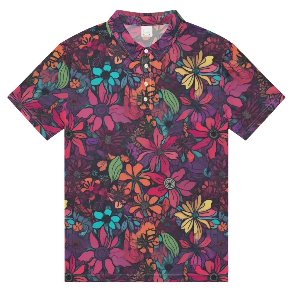 Neon Herbarium on Men's Slim Fit Polo Shirt — Front