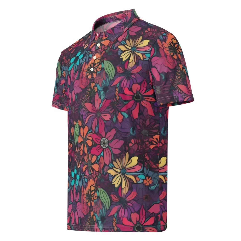 Neon Herbarium on Men's Slim Fit Polo Shirt — Left Front
