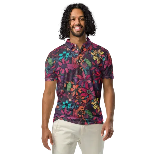 Neon Herbarium on a Men's Slim Fit Polo Shirt