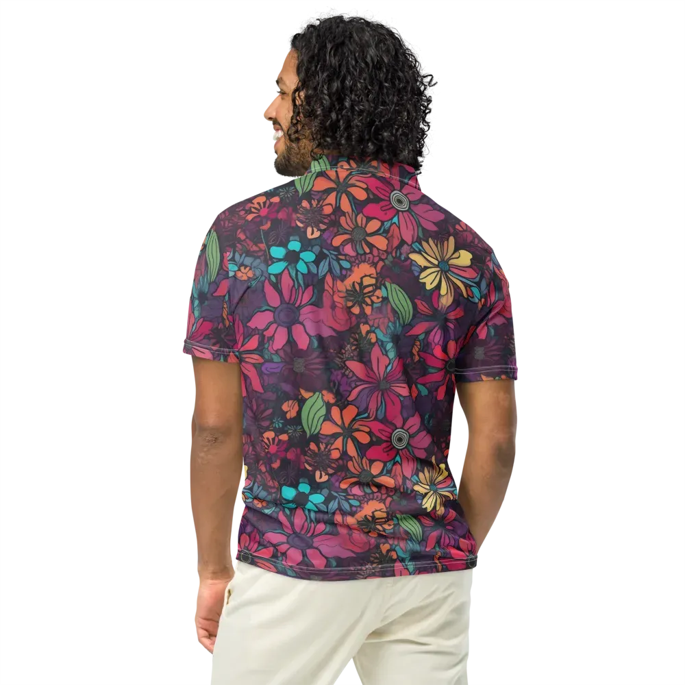 Neon Herbarium on Men's Slim Fit Polo Shirt — Back