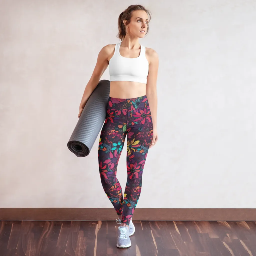 Neon Herbarium on Yoga Leggings — Front