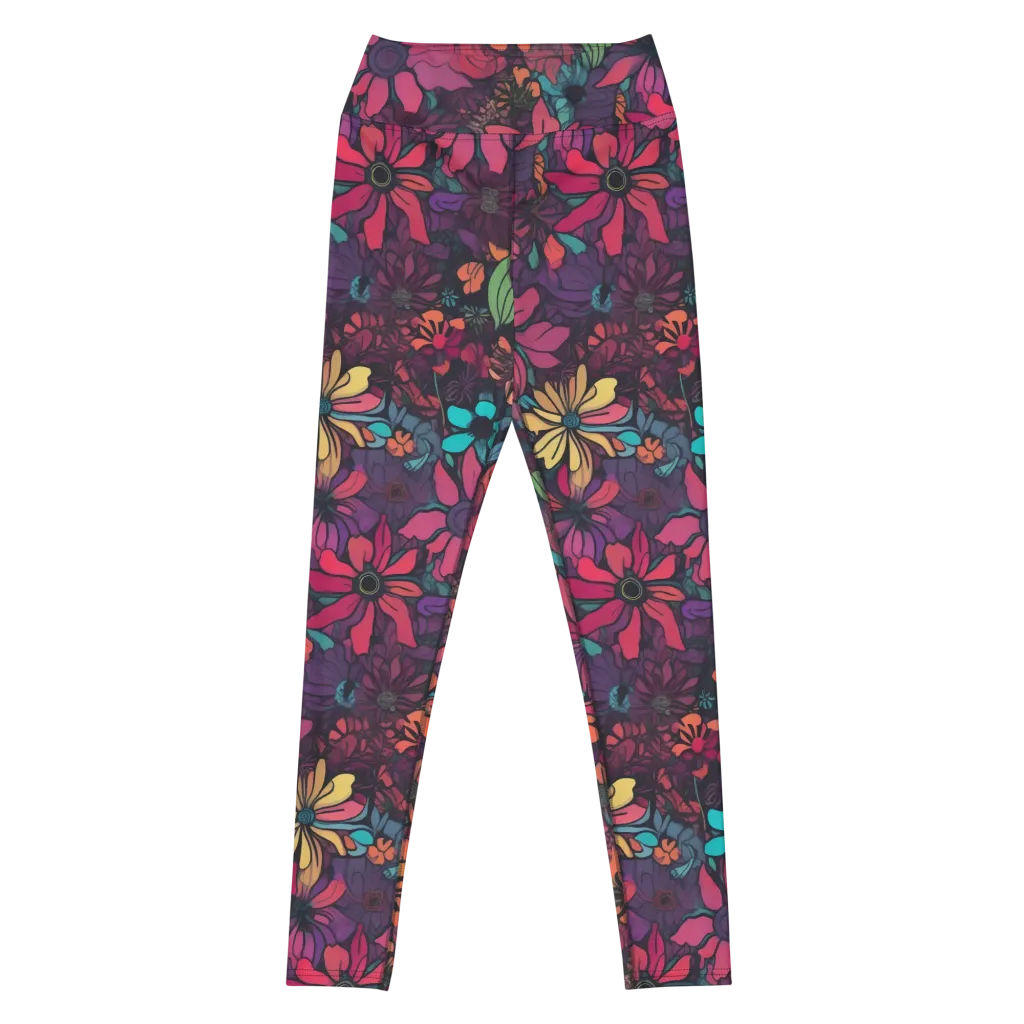 Neon Herbarium on Yoga Leggings — Front