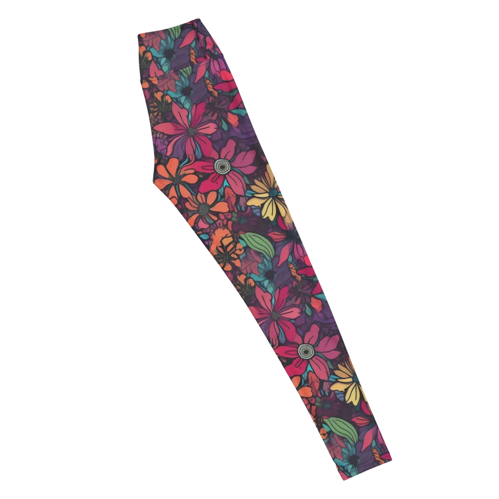 Neon Herbarium on Yoga Leggings — Right