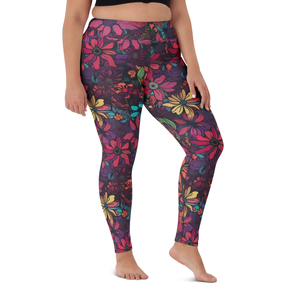 Neon Herbarium on Yoga Leggings — Front