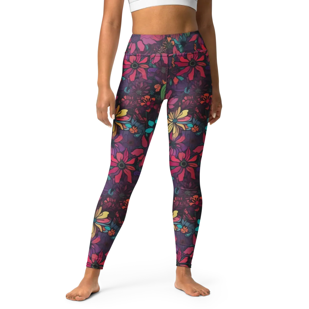 Neon Herbarium on Yoga Leggings — Front