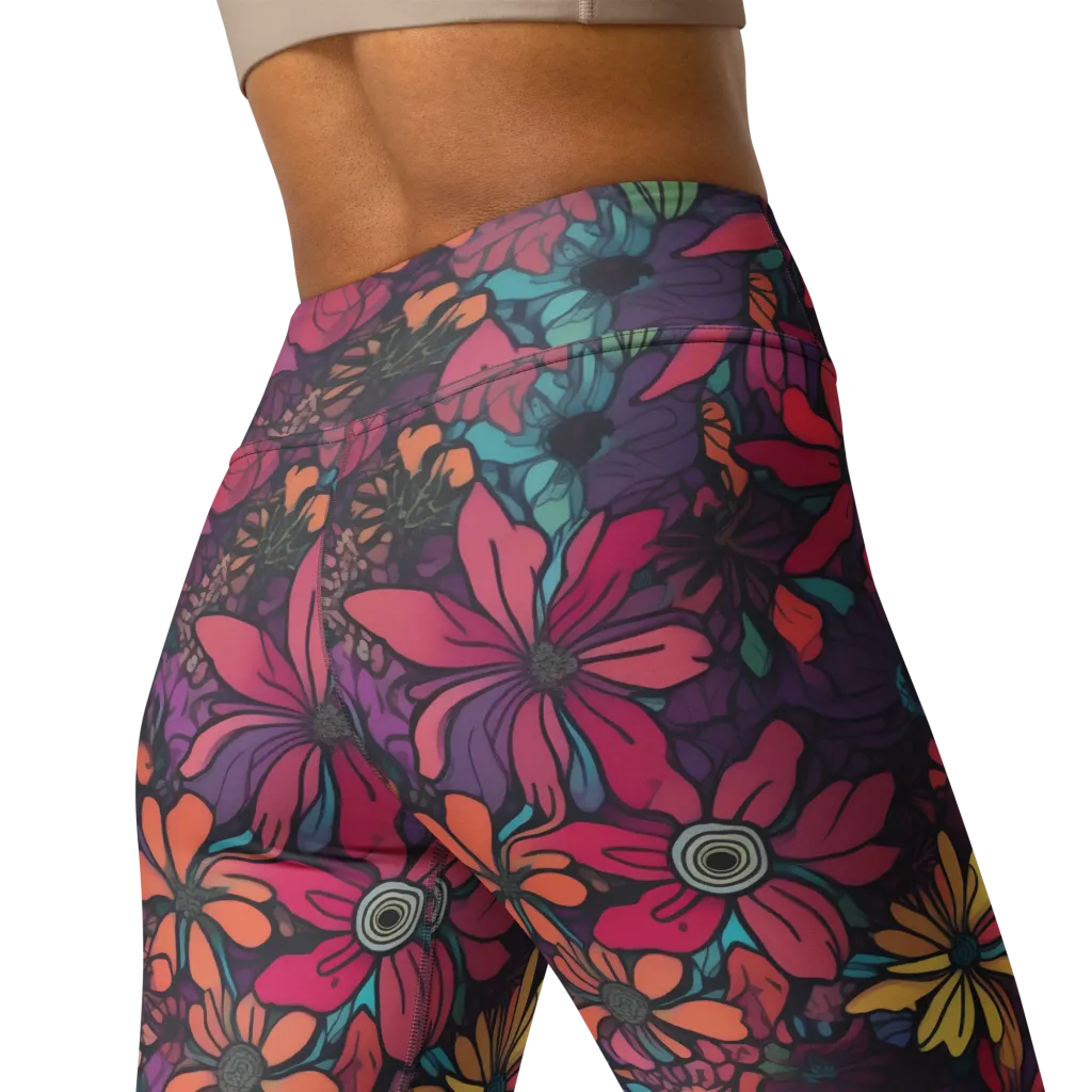 Neon Herbarium on Yoga Leggings — Back