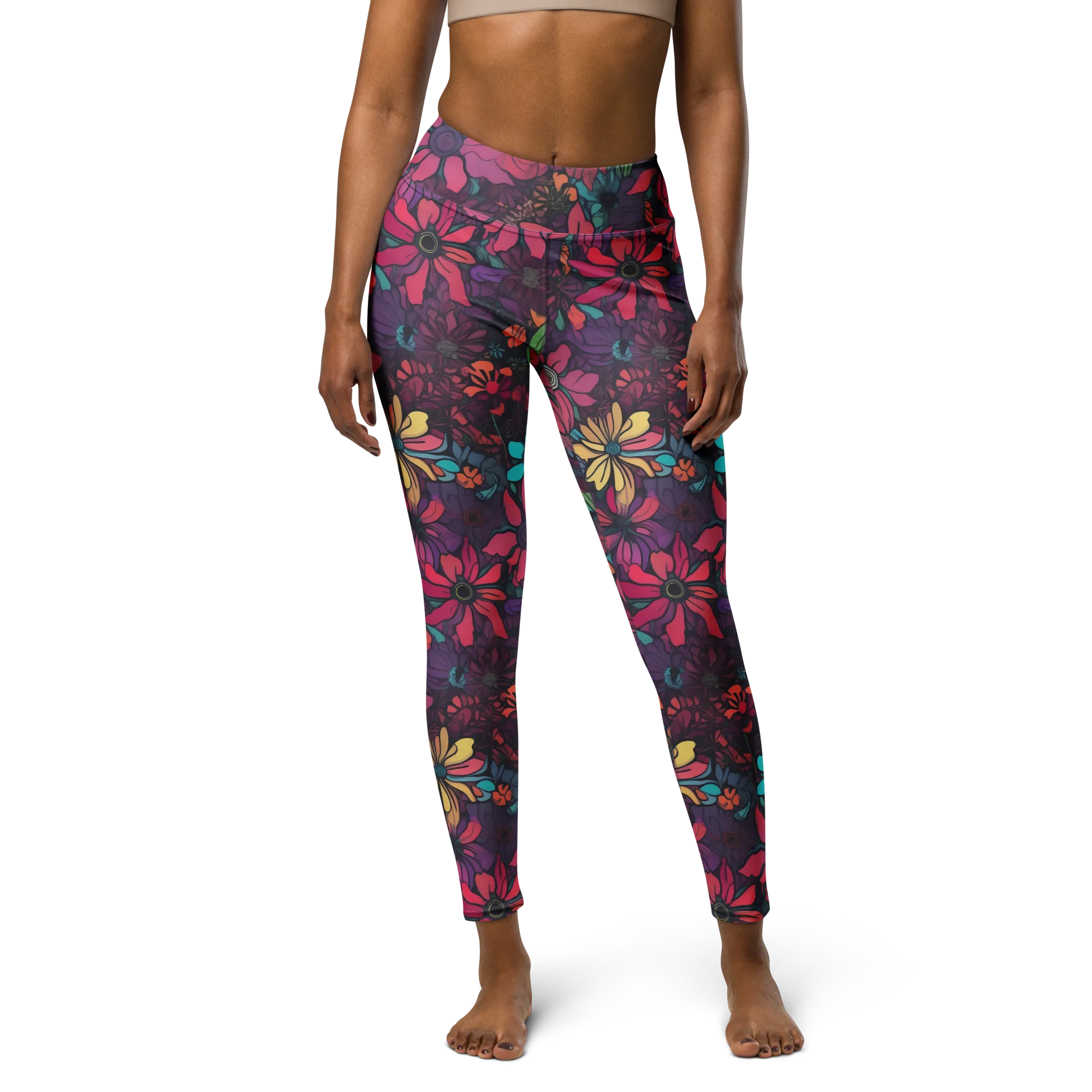 Neon Herbarium on Yoga Leggings — Front