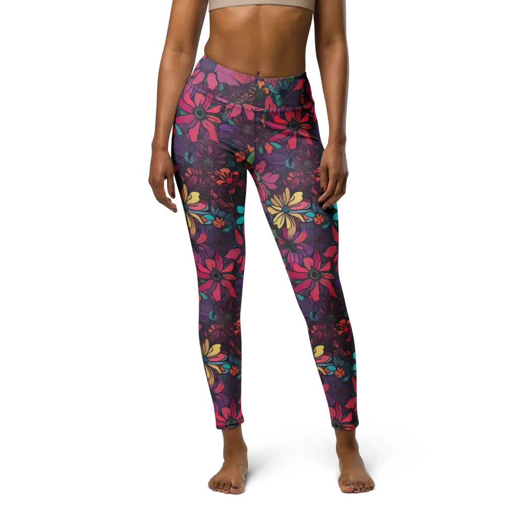 Neon Herbarium on Yoga Leggings — Front