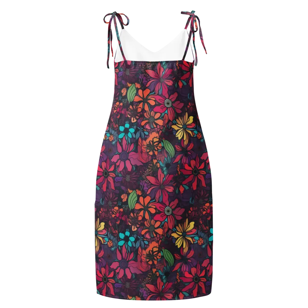 Neon Herbarium on Slip Dress — Back