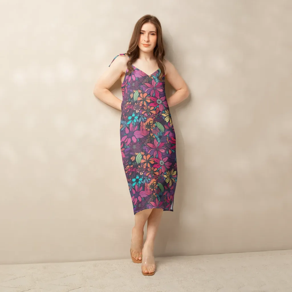 Neon Herbarium on Slip Dress — Front