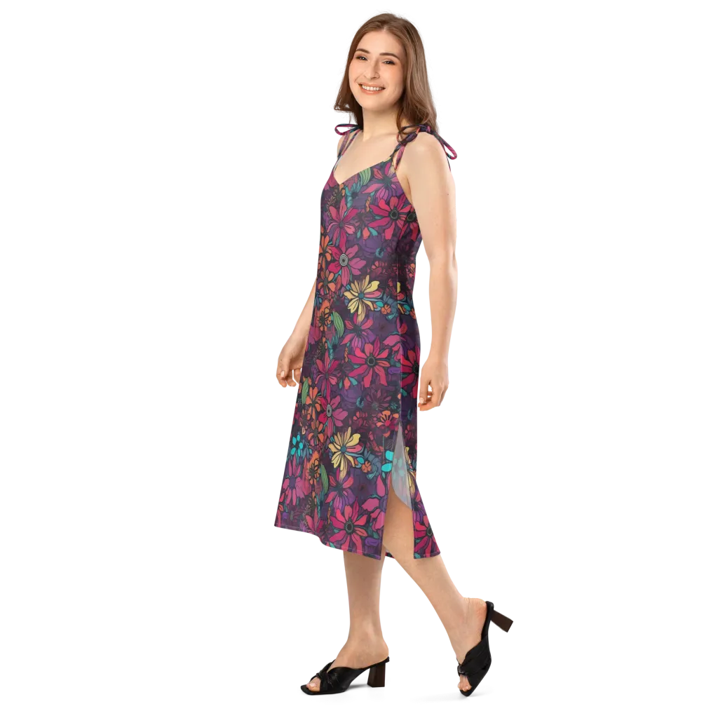 Neon Herbarium on Slip Dress — Left Front