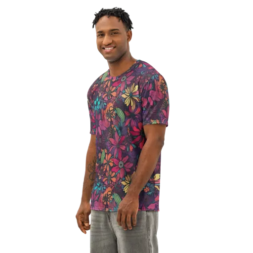 Neon Herbarium on a Men's Cotton Crew Neck T-Shirt