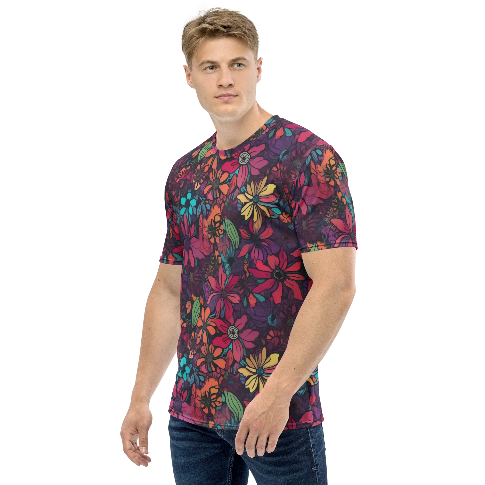 Neon Herbarium on Men's Crew Neck T-Shirt — Left