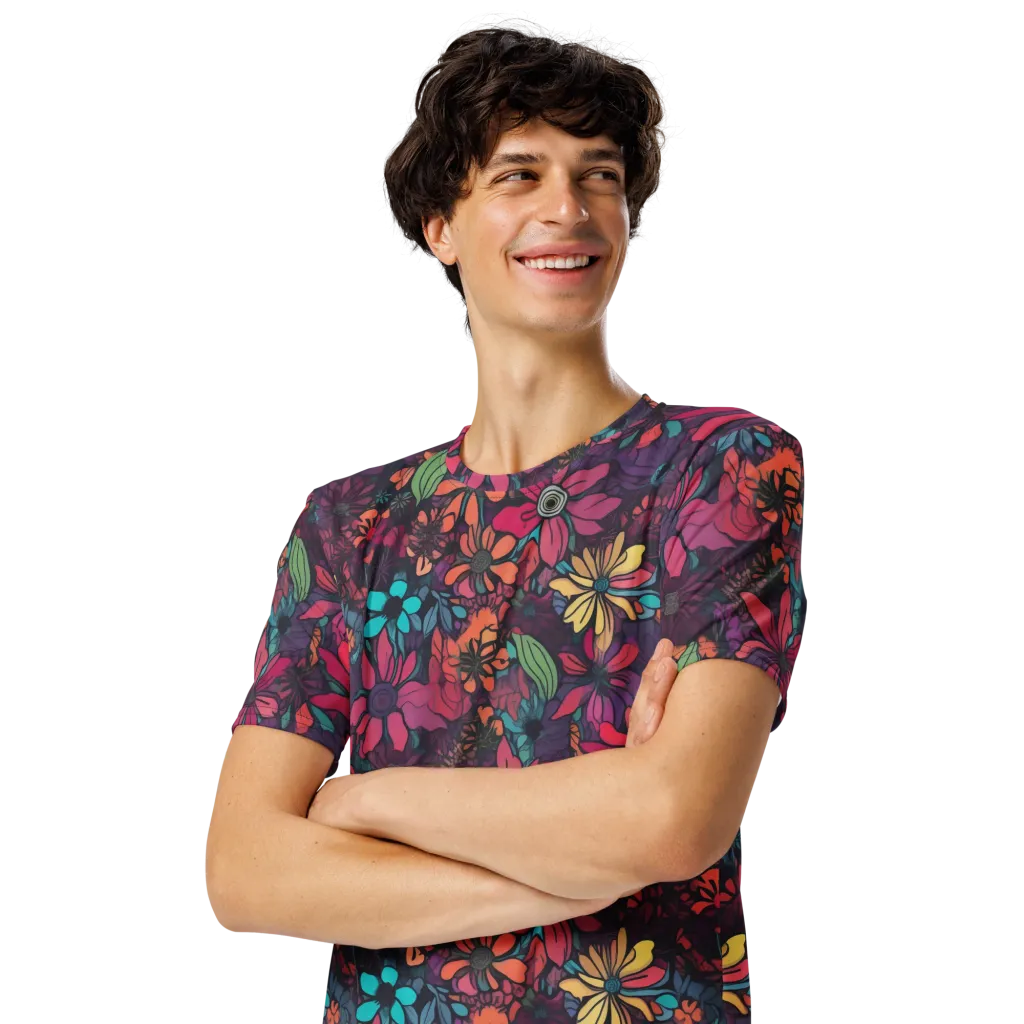 Neon Herbarium on Men's Crew Neck T-Shirt — Left Front