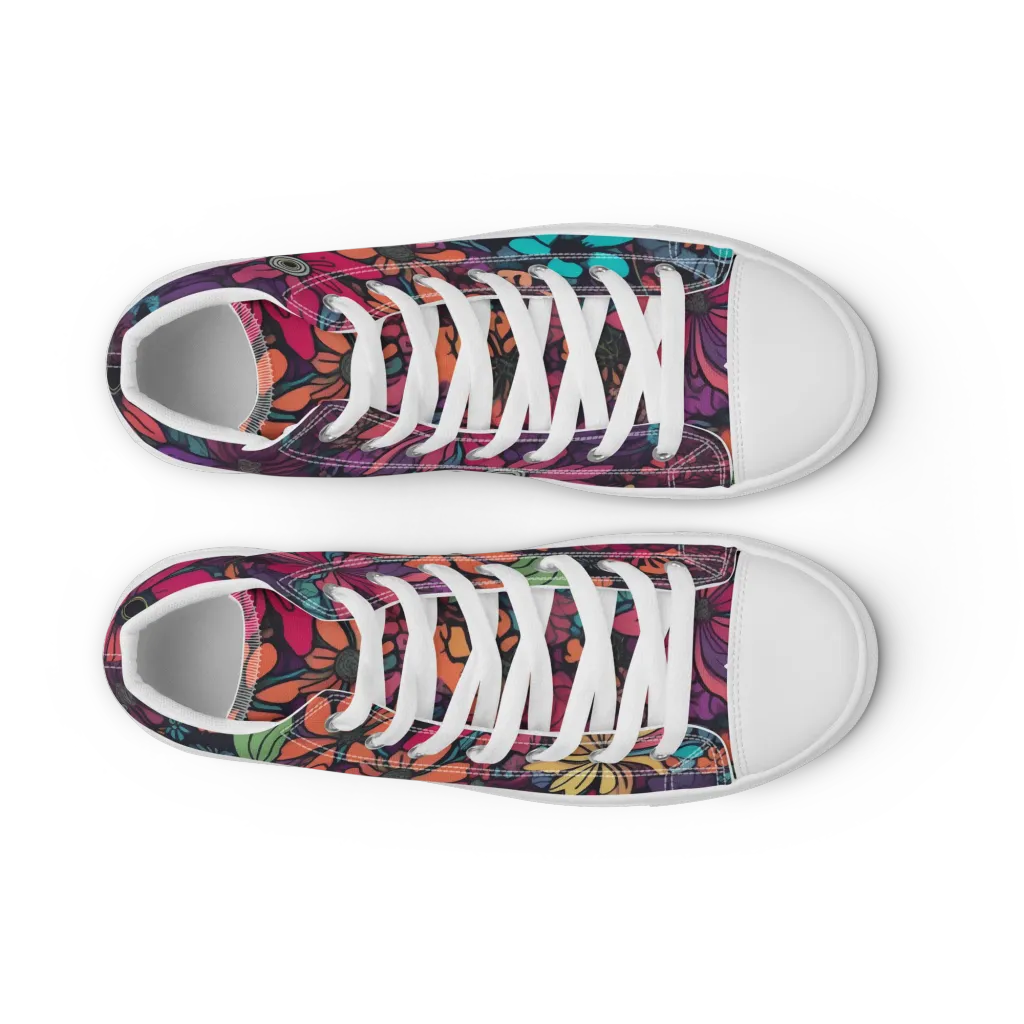 Neon Herbarium on Men's High Top Canvas Shoes — Front