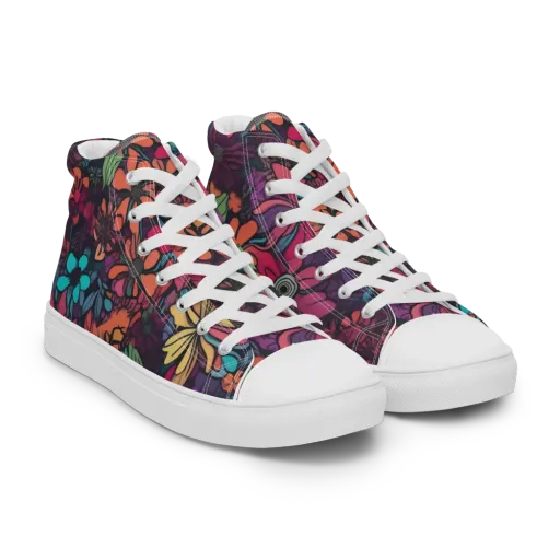 Neon Herbarium on a Men's High Top Canvas Shoes
