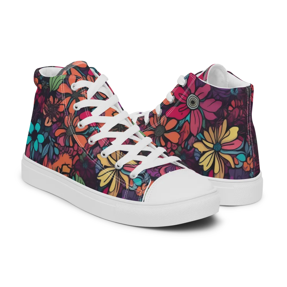 Neon Herbarium on Men's High Top Canvas Shoes — Right
