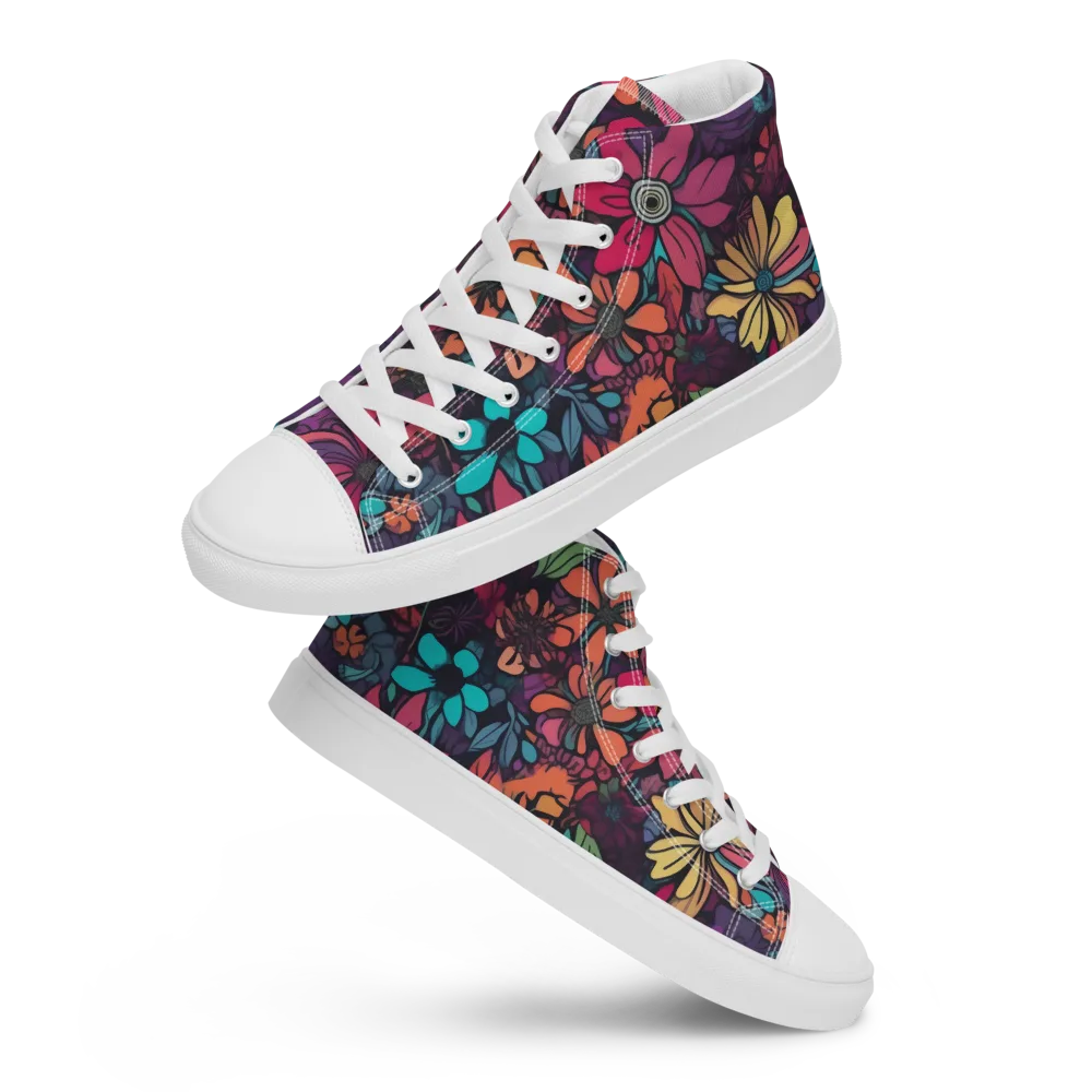 Neon Herbarium on Men's High Top Canvas Shoes — Front
