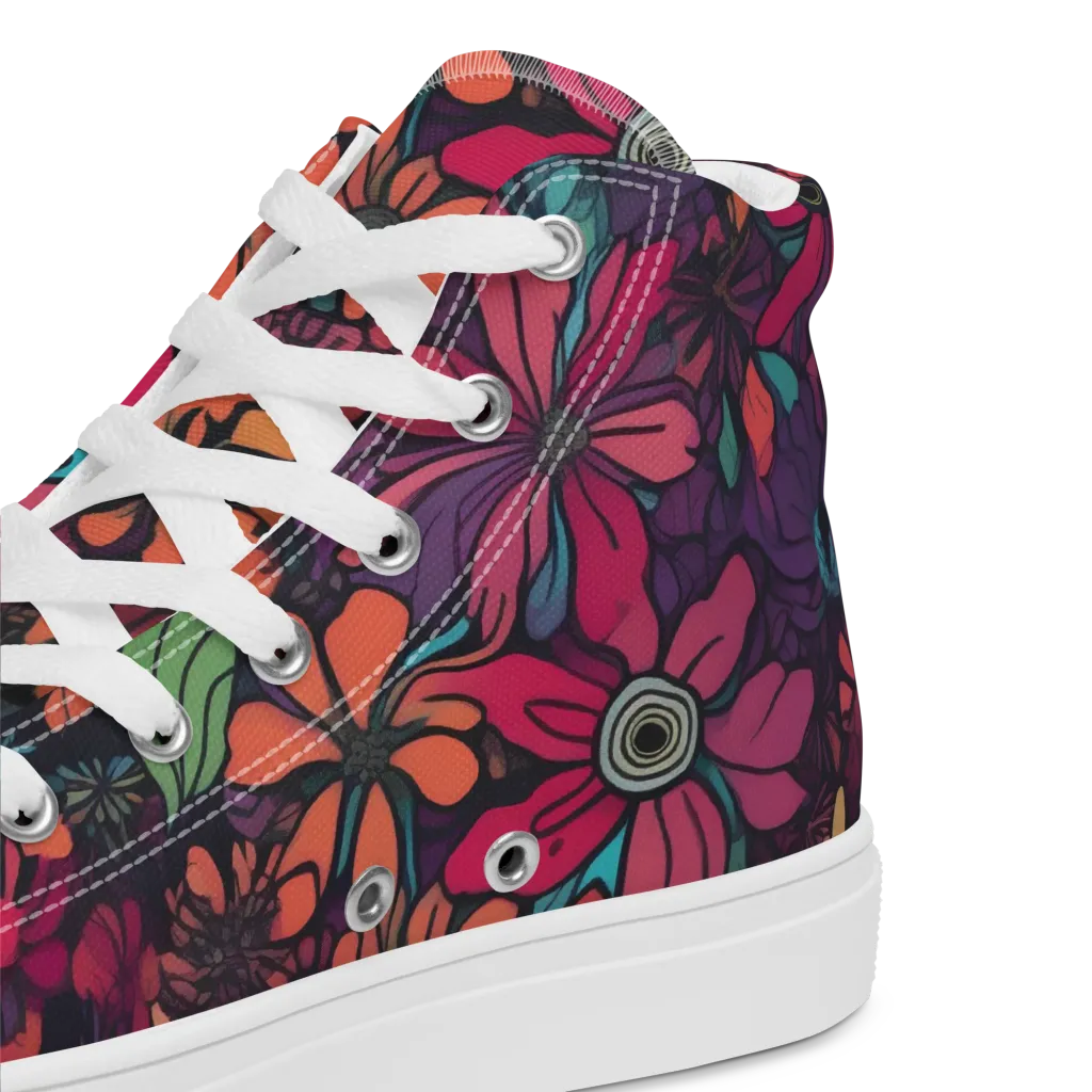 Neon Herbarium on Men's High Top Canvas Shoes — Product details 2