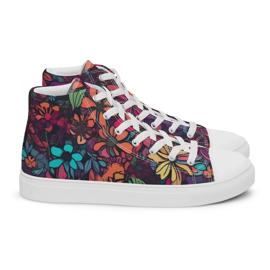Neon Herbarium on Women's High Top Canvas Shoes — Right