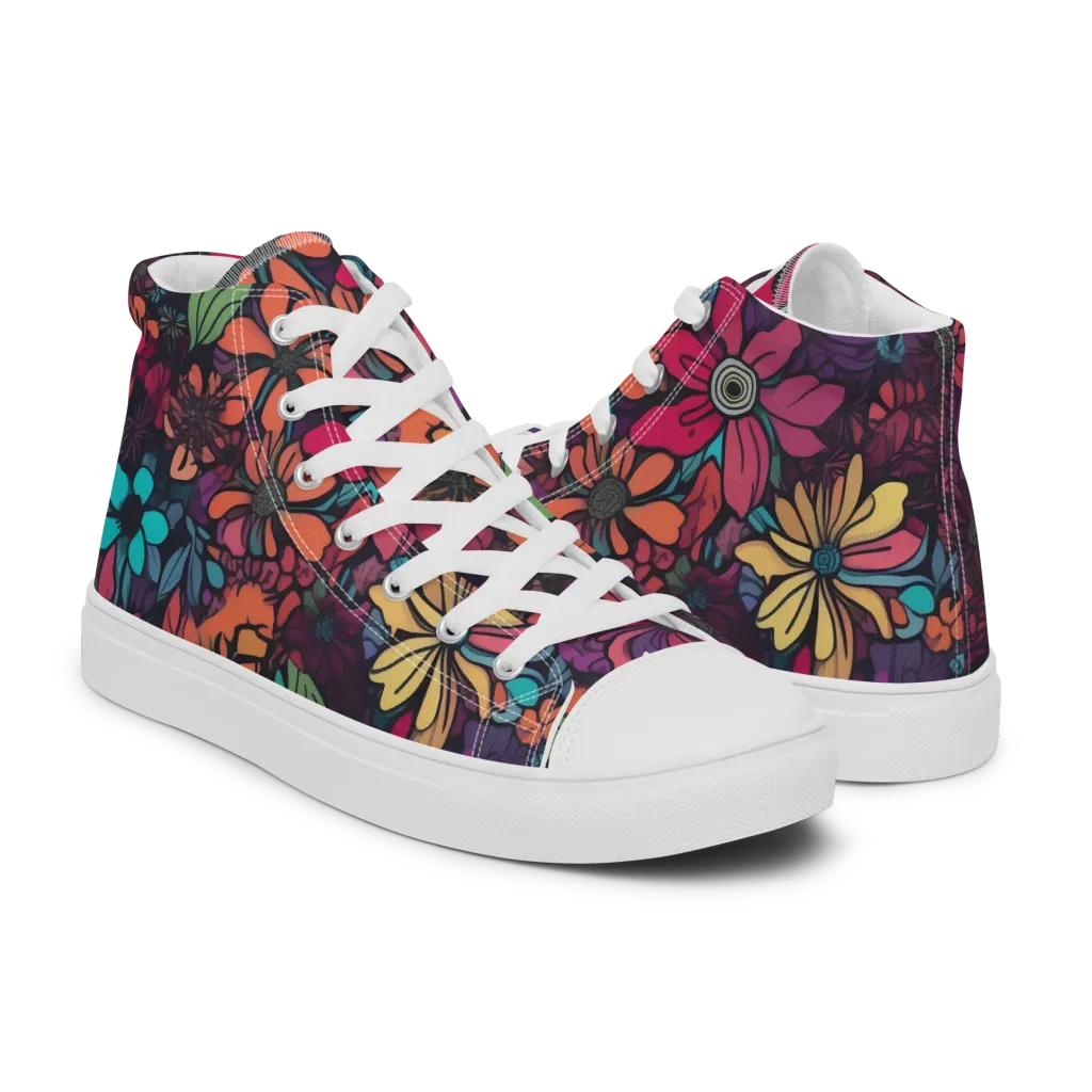 Neon Herbarium on Women's High Top Canvas Shoes — Right